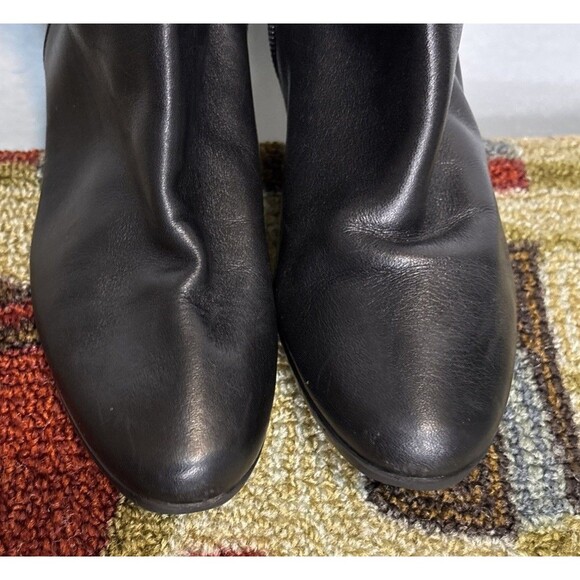 Ladies Black Side Buckle Knee-High Heeled Leather Boots Size 5 - Picture 3 of 5